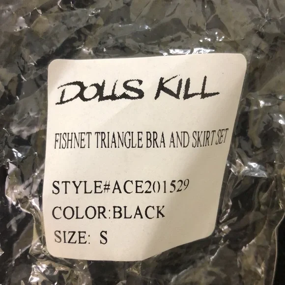 NWT Dolls Kill Black Fishnet Triangle Bra & Mini Skirt Set - Picture 10 of 10